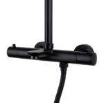 Душевая система KAISER Cezar с термостатом (стац. лейка Ø250mm), черный матовый