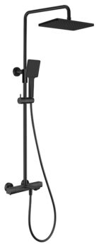 Душевая система KAISER Cube с термостатом (1-jet/стац. лейка 260х188) /Латунь /Чёрный матовый
