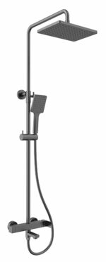 Душевая система KAISER Cube Ø25 (1-jet/стац. лейка: 260х188 ) /Латунь /Воронёная сталь