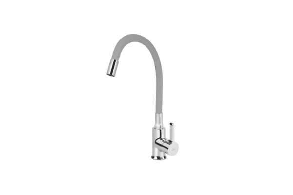 Смеситель VIKO кухня боковой с серым гибким изливом Ø35 с гайкой, хром