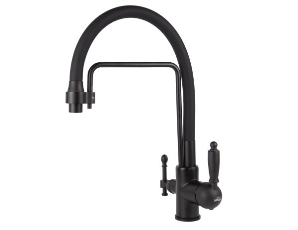 Смеситель VIKO кухня боковой под фильтр Ø35 с черным гибким изливом, латунь, черный матовый