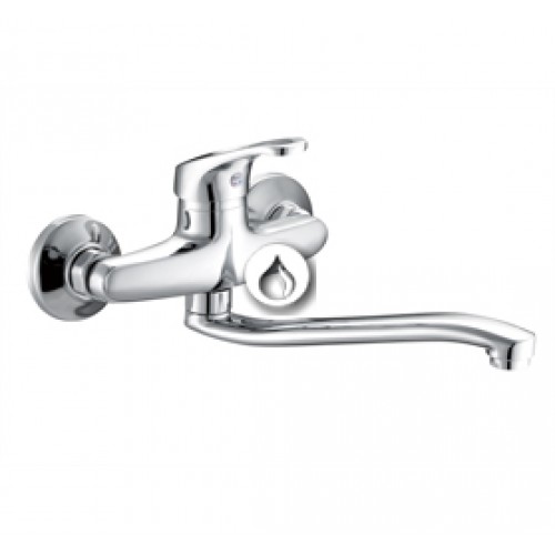 Смеситель для кухни однорычажный пристенный, излив 20 см, карт. 35 (цинк) ACSOPT