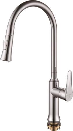 Смеситель для кухни однорычажный, высокий выдвижной излив, карт. 35 мм, на гайке «CALORIЕ Люкс»