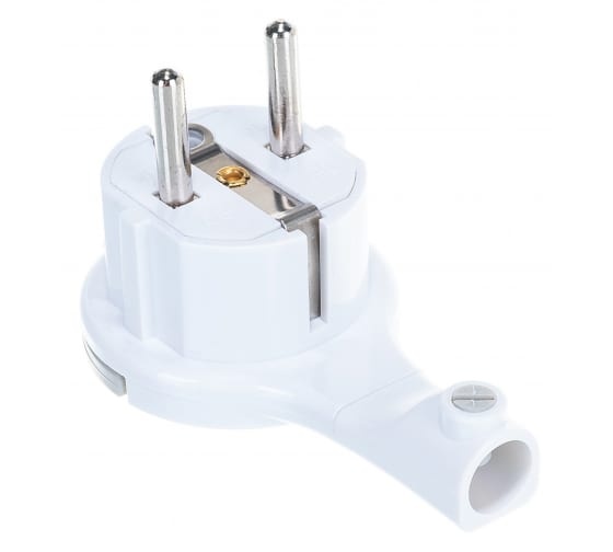 Вилка-невидимка с заземлением белая 16А 250В (5566874) Универсал