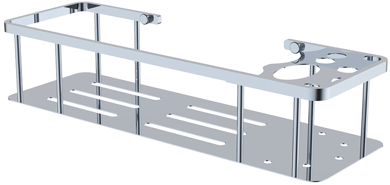 Полка настенная прямая KAISER с держателем для зуб. щеток, хром (нерж. сталь)