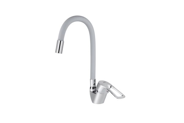 Смеситель VIKO кухня боковой с серым гибким изливом Ø40 с гайкой