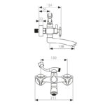 Смеситель KAISER Trio ванна излив 15 см кер 3-листник черный Смеситель KAISER Trio ванна излив 15 см кер 3-листник черный