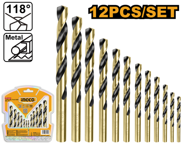 Набор сверл по металлу HSS 12 штук AKDB1125 INGCO