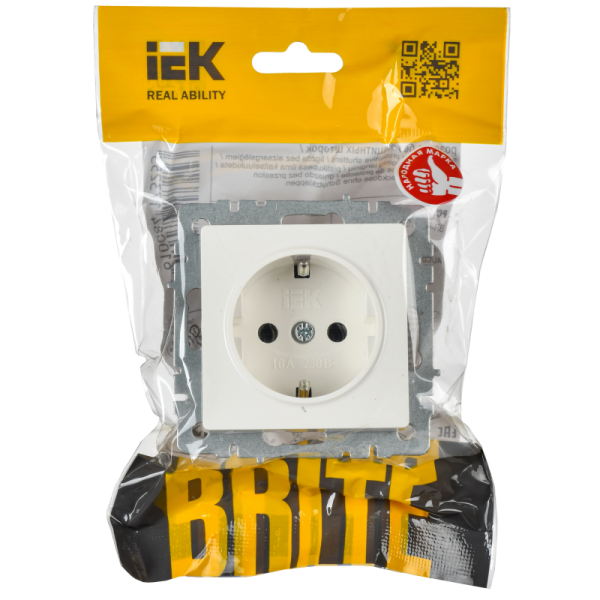 Механизм Розетки СП с з/к/ш 16А в сб. РСР14-1-0-БрБ бел. BRITE IEK