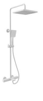 Душевая система KAISER Cube с термостатом (1-jet/стац. лейка 260х188) /Латунь /Белый матовый Душевая система KAISER Cube с термостатом (1-jet/стац. лейка 260х188) /Латунь /Белый матовый