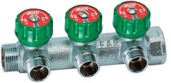 FAR Коллектор 1" х 3/4" - 3 вых. (д.р.) регулируемый
