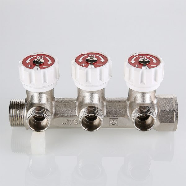 Коллектор с регул. вентилями, VALTEC 3/4"х4 вых. 1/2" нар.