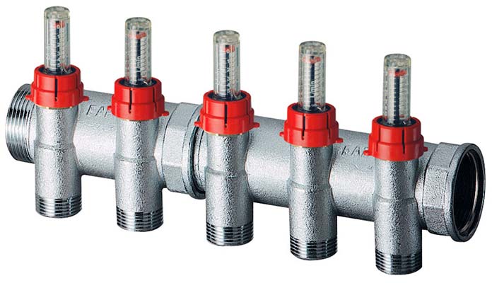 FAR Коллектор ЗАПОРНЫЙ 1" - 3 вых. с расходомер.М24х19