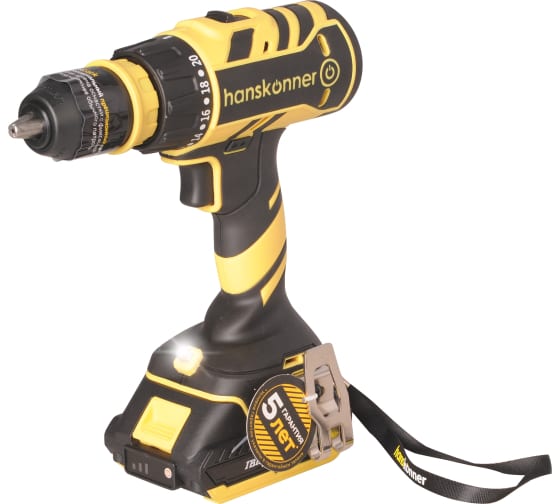 Дрель-шуруповерт аккумуляторный 18 В Hanskonner HCD1865C