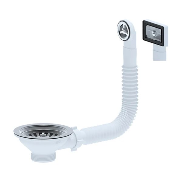 Перелив д/мойки 3-1/2"(диам. 90мм) АНИ с гибкой трубой DIY