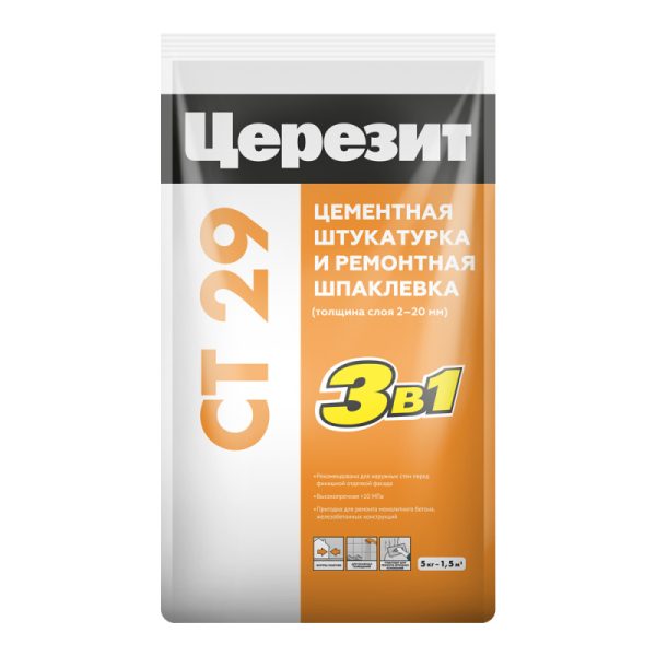 Штукатурка и ремонтная шпаклевка Церезит СТ 29