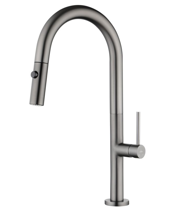 Смеситель KAISER Merkur кухня боковой выдвижн. Ø25, воронёная сталь