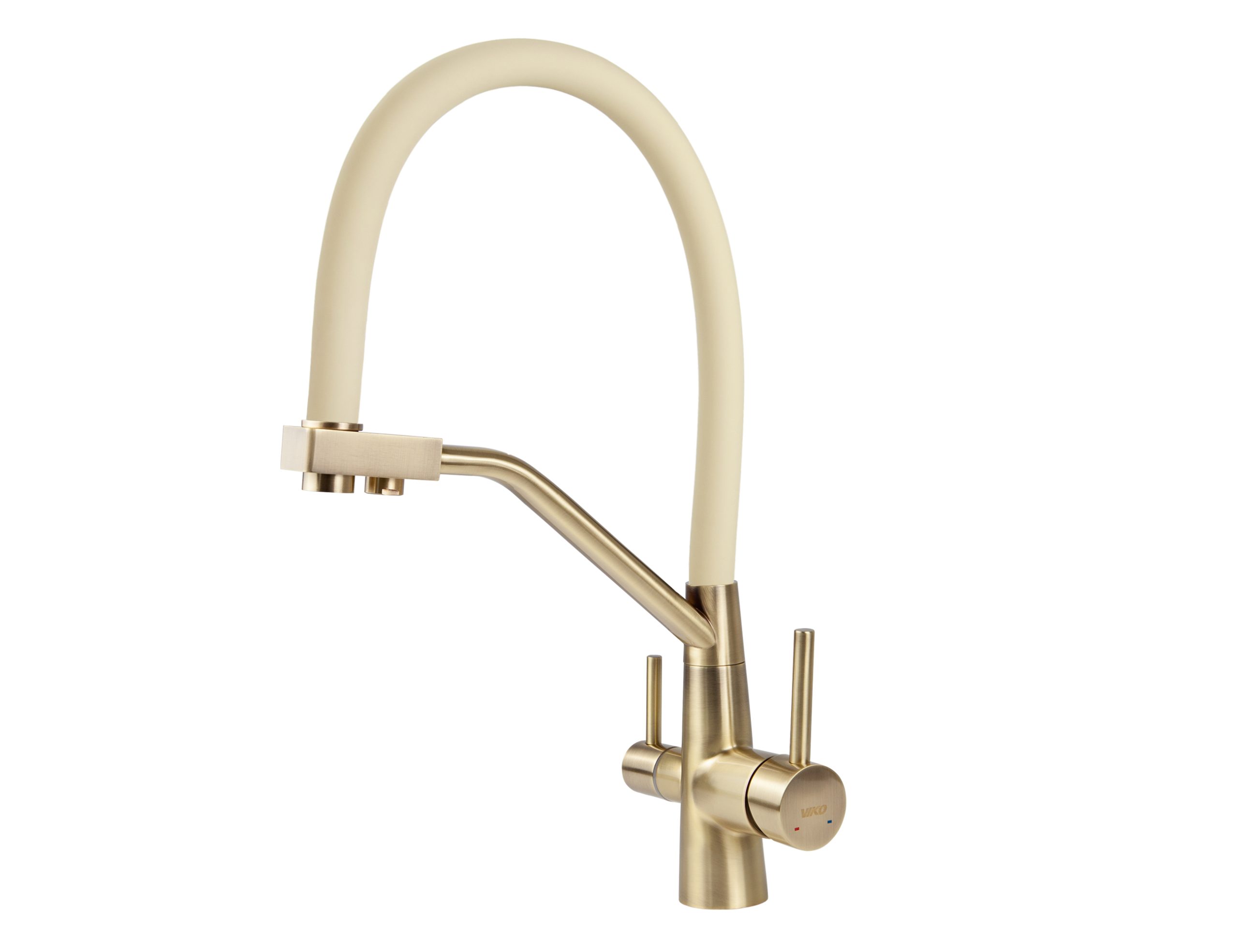 Смеситель VIKO для кухни под фильтр с гибким изливом Ø35, нерж. сталь (корпус/излив: бронза/жасмин) Смеситель VIKO для кухни под фильтр с гибким изливом Ø35, нерж. сталь (корпус/излив: бронза/жасмин)