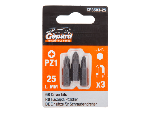 Бита Pz 1*25 мм GEPARD 3 шт Бита Pz 1*25 мм GEPARD 3 шт