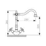 Смеситель KAISER Carlson Style кухня крест керамика под фильтр(бронза)