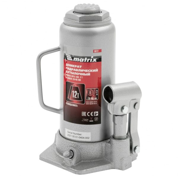 Домкрат бутылочный 12т h 230-465 MATRIX 50727