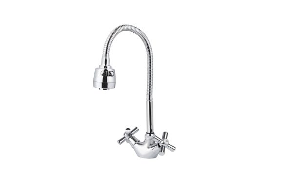 Смеситель VIKO кухня крест керамика с гибким изливом