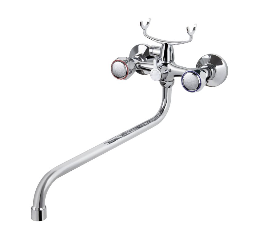 Смеситель VIKO ванна круг керамика (карт/переключатель) круглый излив 34см (латунь)