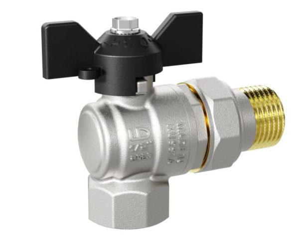 Кран шаровый 1/2" в/н американка угловой бабочка Ру-40 "LD Pride" (12) (бирка)